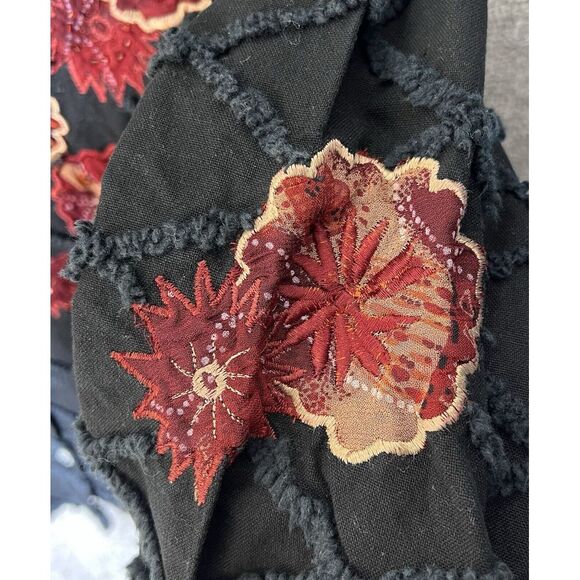 Fashion Bug Button Up Jacket‎ Womens Size 22/24 Black Floral Embroidery Canvas - Picture 7 of 9